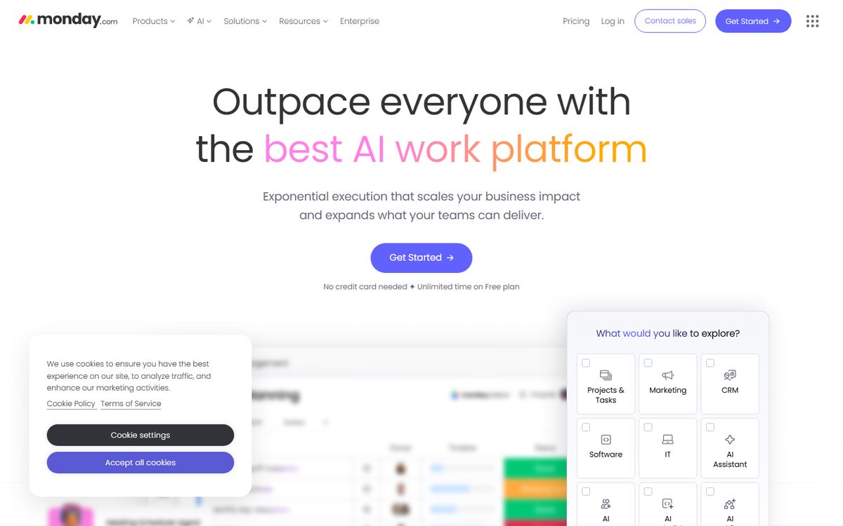 Monday.com landing page